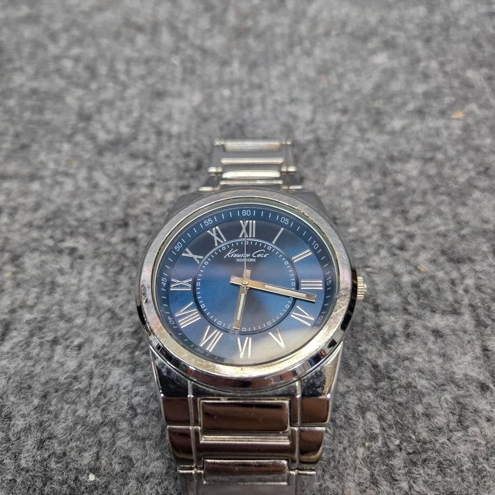 Kenneth Cole New York Silver and Blue Dress Watch‎ Mens Needs Battery